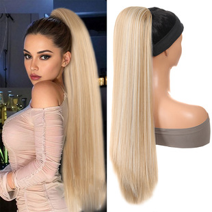 European and American wig ponytail female winding magic wand straight hair ponytail braid hair fashion ponytail stick fake ponytail