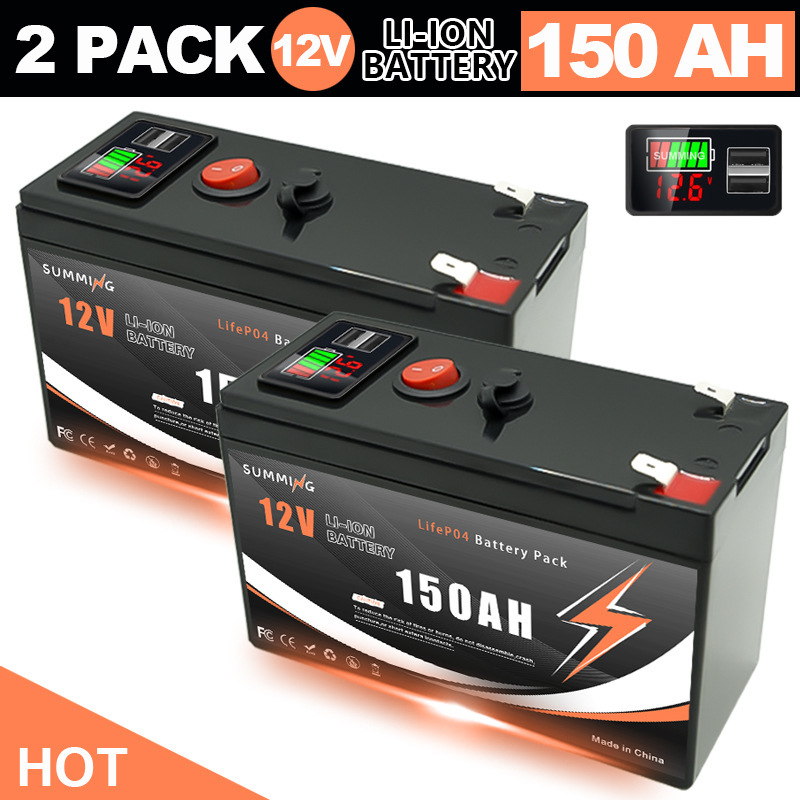 Cross-Border Direct Supply of 12V 150Ah Lithium-Ion 18650 Battery Pack with Power Display and Dual USB Interface Bms Cross-Border Direct Supply of 12V 150Ah Lithium-Ion 18650 Battery Pack with Power Display and Dual USB Interface Bms