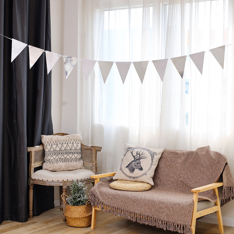 Bandera de triángulo ondulado estampado de oro decoración de cumpleaños banderas festivas decoraciones de fondo accesorios banderas de triángulo