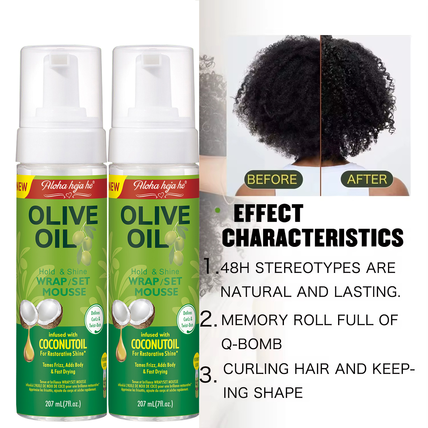 Coco transfronterizo modelado mousse espuma de oliva cera para el cabello rizado modelado cabello esponjoso espuma de cera mousse al por mayor