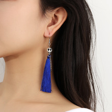 欧美跨境配饰朋克骷髅流苏耳环 时尚复古小众个性设计感耳饰