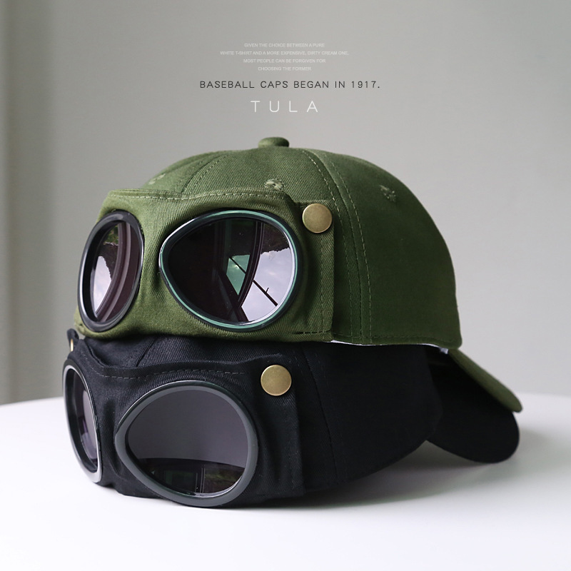 Pilot Hat Trendy Ins K-Style Personalized Glasses Peaked Cap Men's Sunglasses Sunshade Spring and Summer Versatile Trendy Baseball Cap