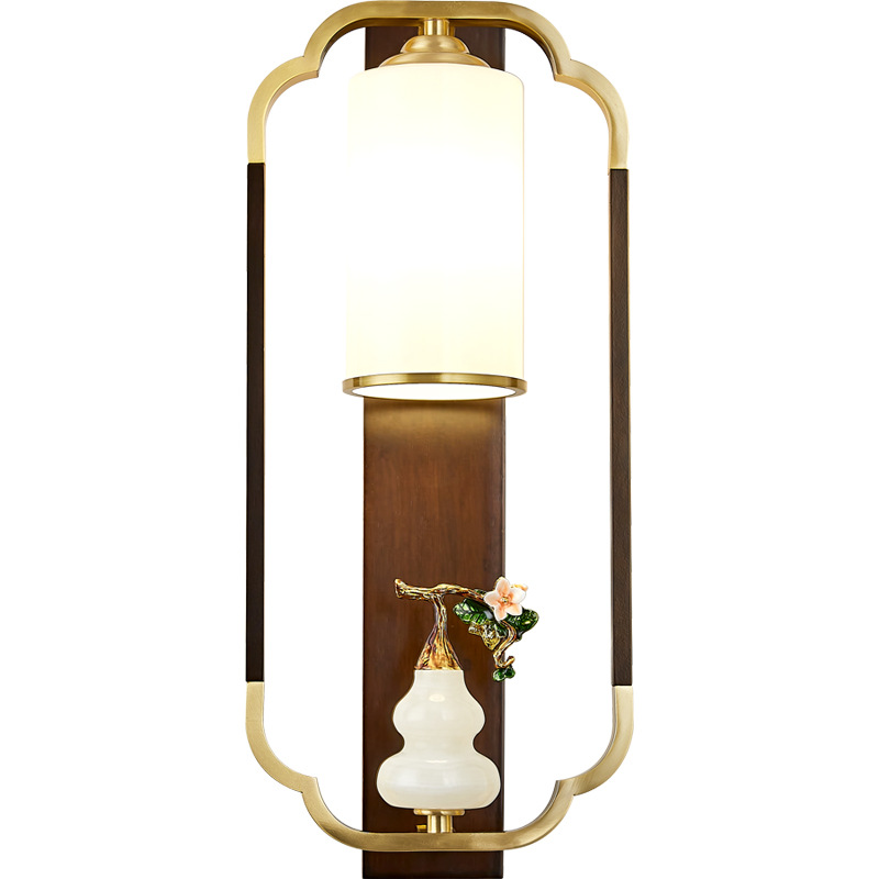 Lámpara de pared de cabecera del dormitorio de Grand View Garden Liquor chino de lujo nuevo estilo chino pared de fondo de la sala de estar de alta gama lámpara de cobre 667L
