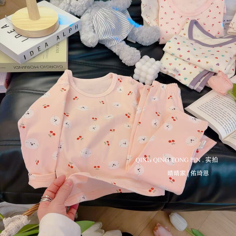儿童秋衣秋裤套装男女童保暖内衣莱卡无骨纯棉打底宝宝家居服睡衣|undefined