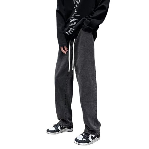 Black jeans men's 2025 new pants men's spring and summer American loose pants young straight pants