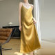 Manufacturers Wholesale 2024 Summer New Satin Jacquard Grappled Fishtail Skirt Long Suspender Dress Women's Spot