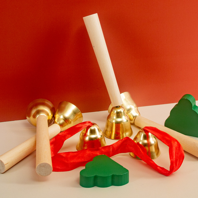 Campana de cobre Orff instrumento musical kindergarten educación temprana Escuela Primaria música material didáctico mango de madera Campana