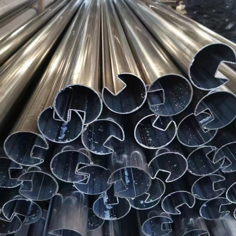 304不锈钢异型管厂家拉丝圆槽管 方槽管不锈钢扶手凹槽管可来图来