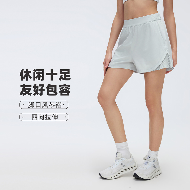 Summer Shorts for Women with Side Pleats, Loose Fit, Quick-Dry Running Sports Shorts, Suitable for Yoga and Fitness, D26070 Summer Shorts for Women with Side Pleats, Loose Fit, Quick-Dry Running Sports Shorts, Suitable for Yoga and Fitness, D26070