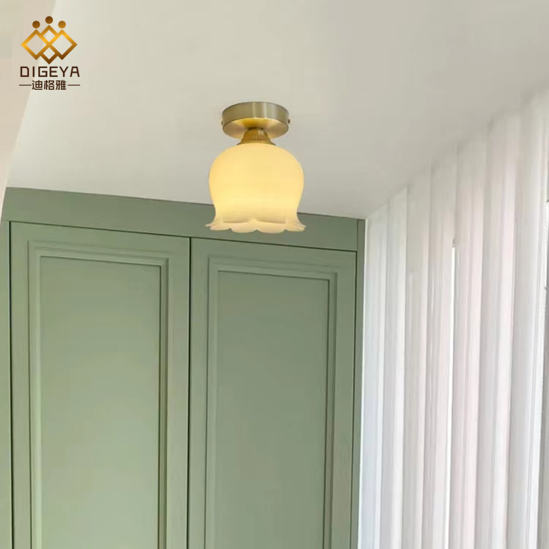 Nordic simple imitation Jade White Lily of the Valley bedroom balcony ceiling light cream wind stairwell corridor entrance ceiling light