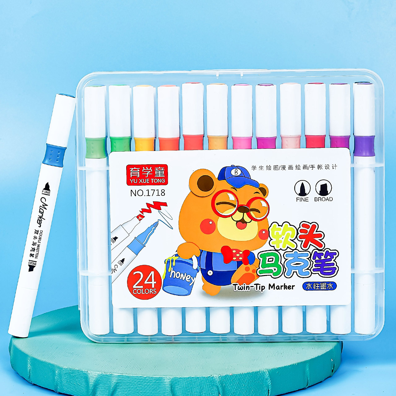 Marcador triangular de doble cabeza tinta a base de agua pincel de pintura para niños suministros de arte para estudiantes bolígrafo suave multicolor cabeza bolígrafo de color