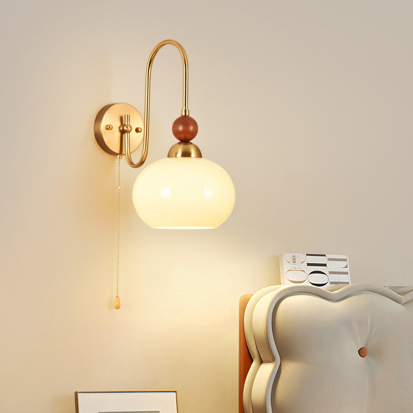 lámpara de pared dormitorio de protección de ojos lujo francés luz nórdica lámpara de pared de fondo de la sala de estar iluminación de pasillo antiguo L271