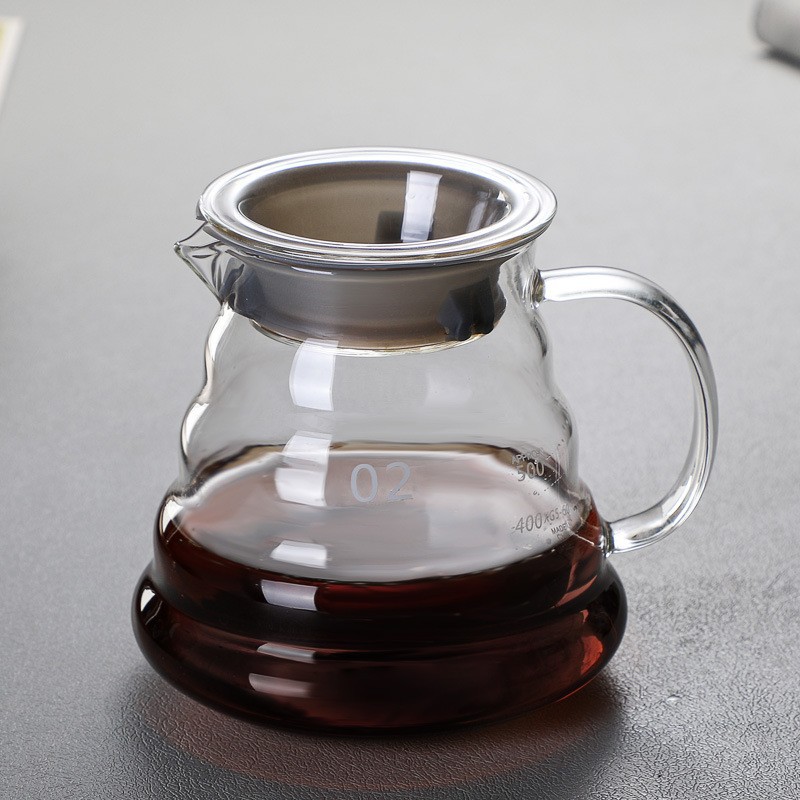 Juego de cafetera de vidrio para preparación manual, con filtro tipo nube, taza de filtro y jarra para compartir, personalizable con logotipo, al por mayor