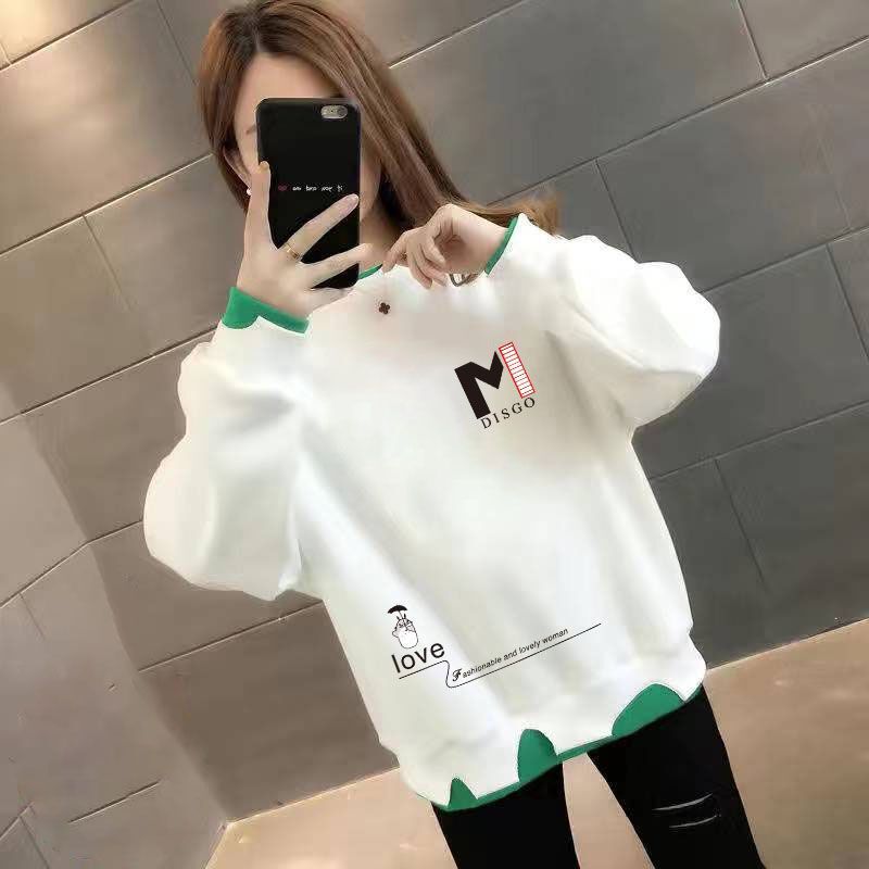 Thin/Plus Velvet Fake Two-Piece Long-Sleeved Sweatshirt for Women 2025 Hot Spring and Autum New Korean Style Loose Slimming Look Top