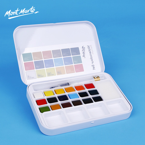 Montmartre watercolor paint set 12-color paint beginner fountain pen cross-border watercolor solid powder pigment