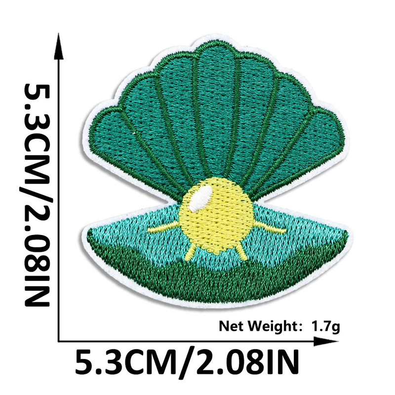 刺绣布贴海洋生物补丁贴海豚海草贝壳绣花章Patch服装帽子包装饰|undefined