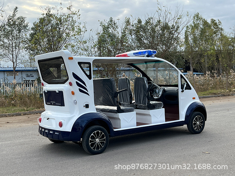 Electric Patrol Car, Four-Wheeled, 6-8 Seats, Semi-Enclosed Inspection Vehicle for Campus, Urban Management, Property Management, Community, and Security Patrol