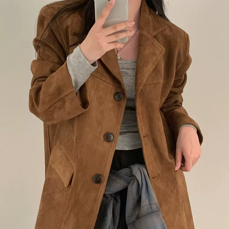 Retro velvet long-sleeve, classic suit jacket, Korean style, autumn, French retro style, oversize
