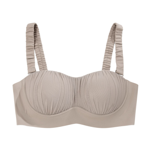 New style seamless jelly underwear women's bra without steel ring push-up strapless bottoming mesh pleated beautiful back and chest wrap