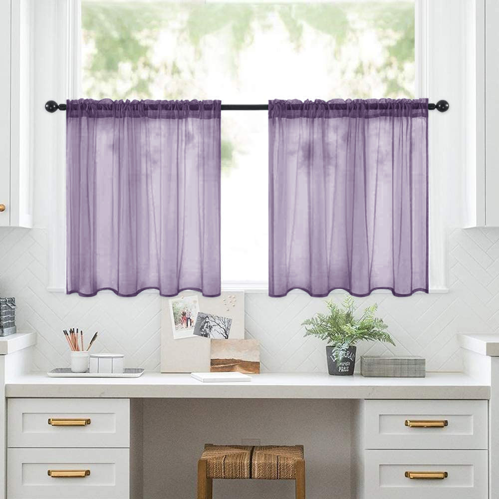 Cortinas semioscuras prefabricadas de terileno de doble barra para cocina y baño, de Amazon, en stock.