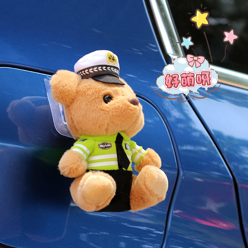 Car rear pendant traffic police bear doll cute cartoon trunk ornaments motorcycle police doll