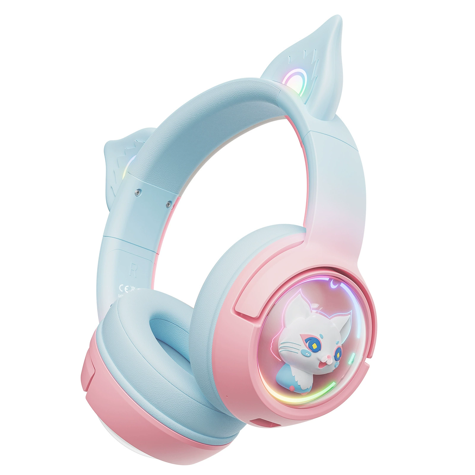ONIKUMA B5 Wireless Gaming Headset with Noise Cancellation, 2.4G, RGB Lights, Esports Cat-Ear Design
