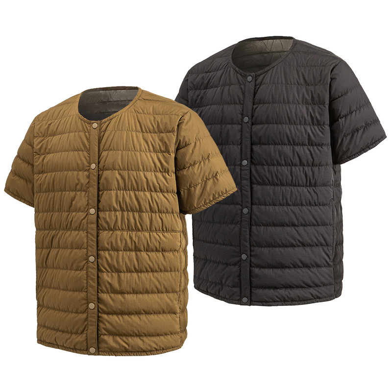 90% White Duck down Winter Japanese Retro Lightweight Short-Sleeve down Jacket for Men and Women, Loose Layering Warm Inner Liner Coat Trendy