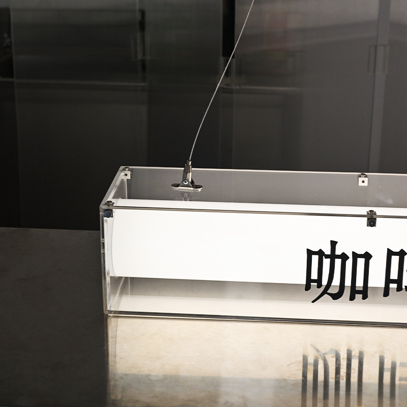 Caja de lámparas colgantes cartel de publicidad creativo de doble capa de diseño acrílico transparente letrero de elevación de la puerta de la tienda