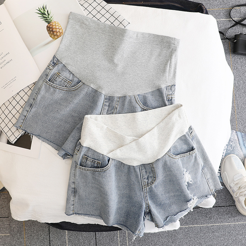 Pregnant Women's Pants Low Waist Leggings Summer Denim Shorts Summer New Pregnant Women's Pants Outer Wear Three-point Hot Pants Summer