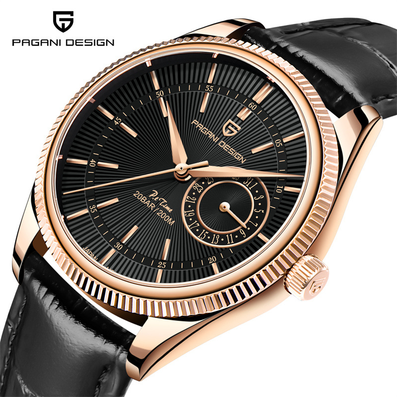 Bergani Pagani hombres reloj de negocios de moda zafiro espejo impermeable calendario reloj de cuarzo 1689