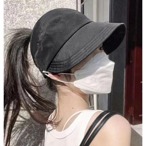 Ruth-style open-top fisherman hat for women, full-face covering, versatile, face-slimming, UV protection, trendy duckbill hat