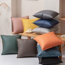 北欧纯色简约科技布抱枕客厅沙发坐垫含枕芯仿皮免洗腰枕汽车靠垫