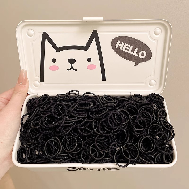 Niños pulgar anillo de cabello niñas correa de cabello negro niñas atar el cabello 2025 nuevo cabello de cabello para bebés