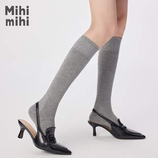 Gray Calf Socks for Women, Autumn and Winter, Breathable Cotton, Seamless, Slimming, Long Socks, Solid Color, Japanese Style, Jk Ballet Style, Slouch Socks