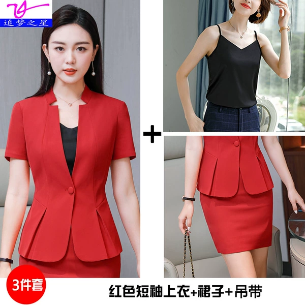 Red black classic suit jacket, lifting effect
