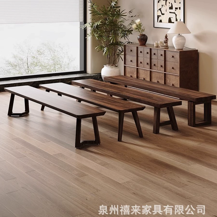 Длинный табурет южноамериканского ореха для домашнего отдыха Современная зона отдыха табурет для отдыха из цельного дерева прямоугольный табурет для обуви