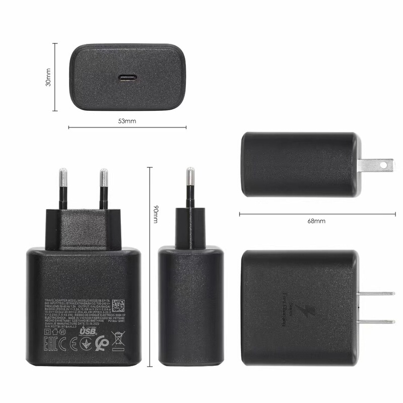 Suitable for Samsung S20.NOTE10 charging head 45W super fast charging 25W fast charging European regulations US regulations