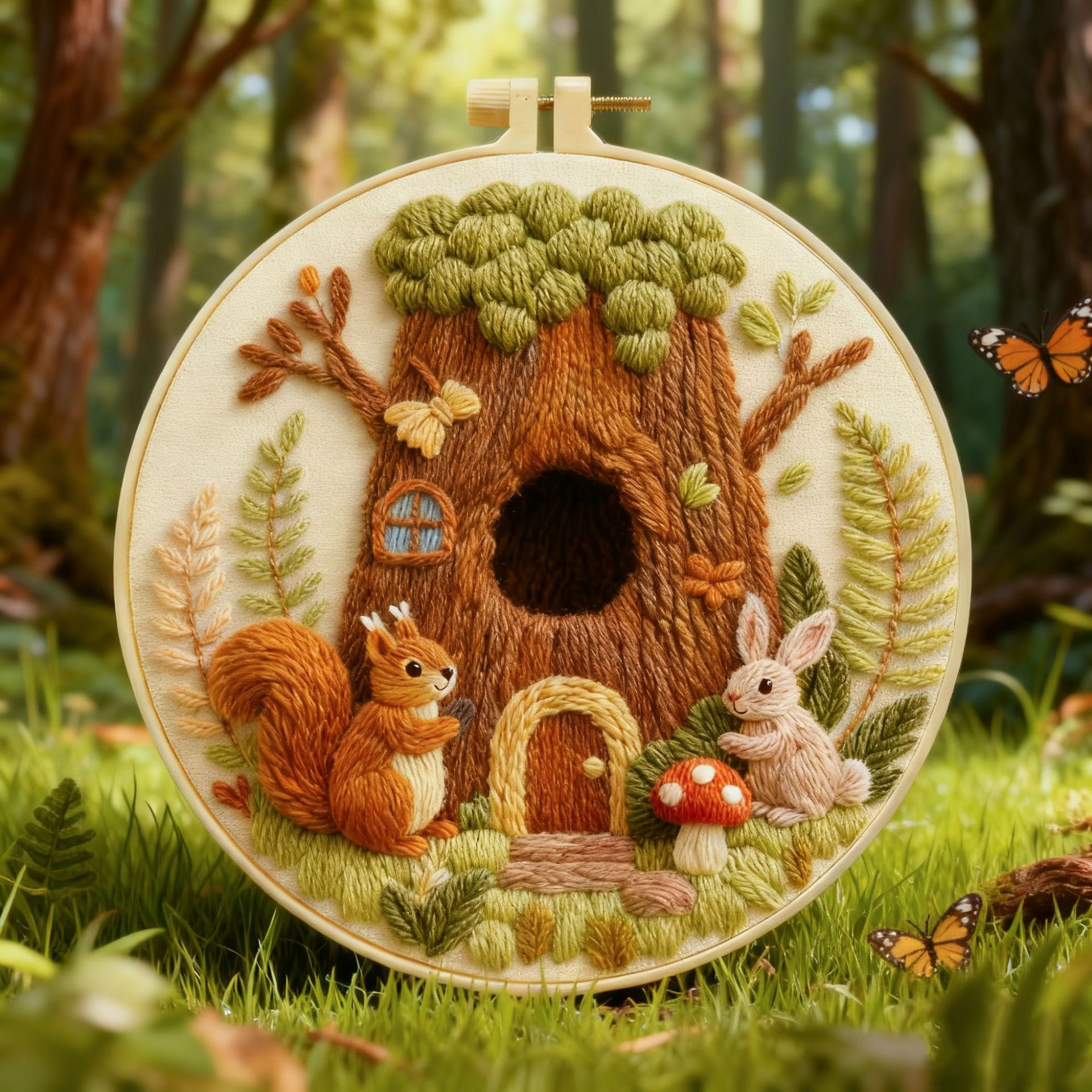 2025 nuevos materiales bordados transfronterizos BaoDiDeeSociedad de casa de árboles bordados paisajes de otoño sala de estar colgar pintura decoración