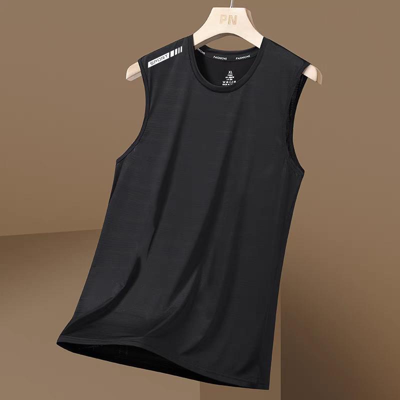 Men's Ice Silk Vest Summer Sports Fitness Base Shirt Wide Shoulder Training Thin Sleeveless T-Shirt Waistcoat Quick-drying Men's Fashion Men's Ice Silk Vest Summer Sports Fitness Base Shirt Wide Shoulder Training Thin Sleeveless T-Shirt Waistcoat Quick-drying Men's Fashion