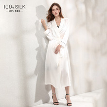 2025秋冬新款真丝睡袍女100%桑蚕丝丝绸修身束腰可外穿家居服晨袍