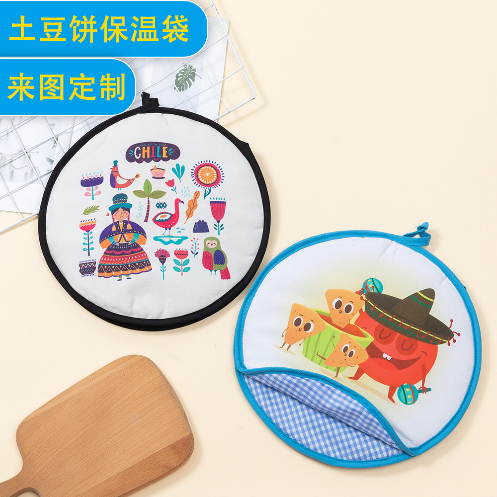 Transfronterizo redondo impreso pastel de papa mexicana bolsa de aislamiento torta de maíz bolsa de aislamiento eficaz bolsa de aislamiento bolsa de Almuerzo