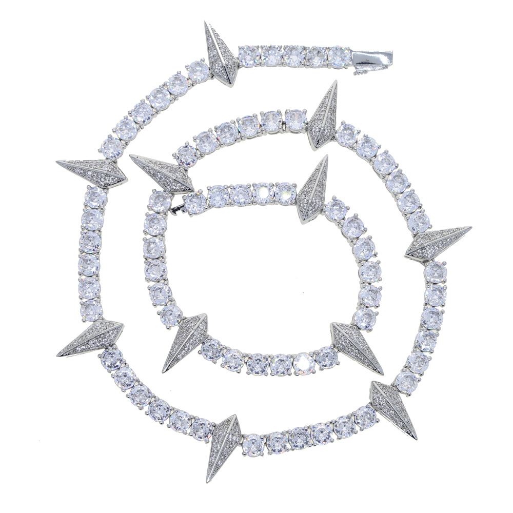 70g Weight Zircon Inlay Material Necklace Classification Hip-hop Geometric Copper Inlay Zircon Men's Necklace