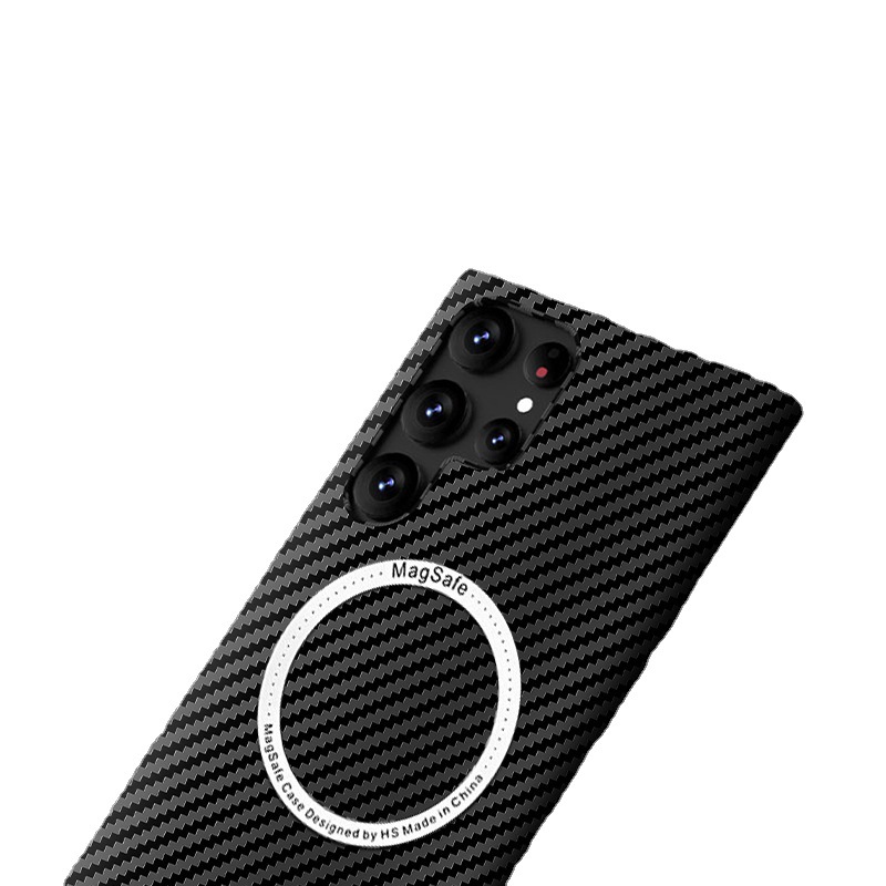 Funda para teléfono móvil con patrón de fibra de carbono Samsung S25Ultra Magsafe S24 Funda protectora ultrafina para PC con todo incluido