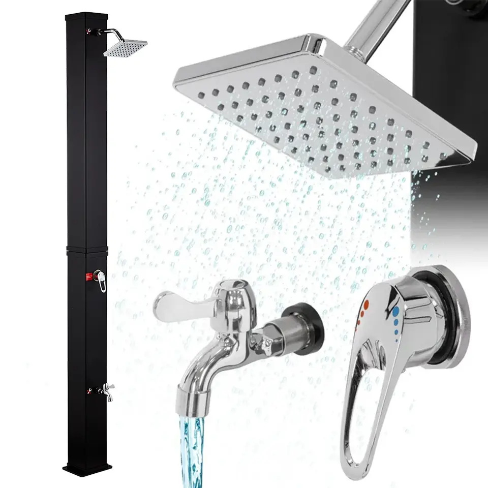 Wenzhou Kangrun piscina solar 40L gran capacidad cuadrada forma columna de ducha solar al aire libre playa de baño