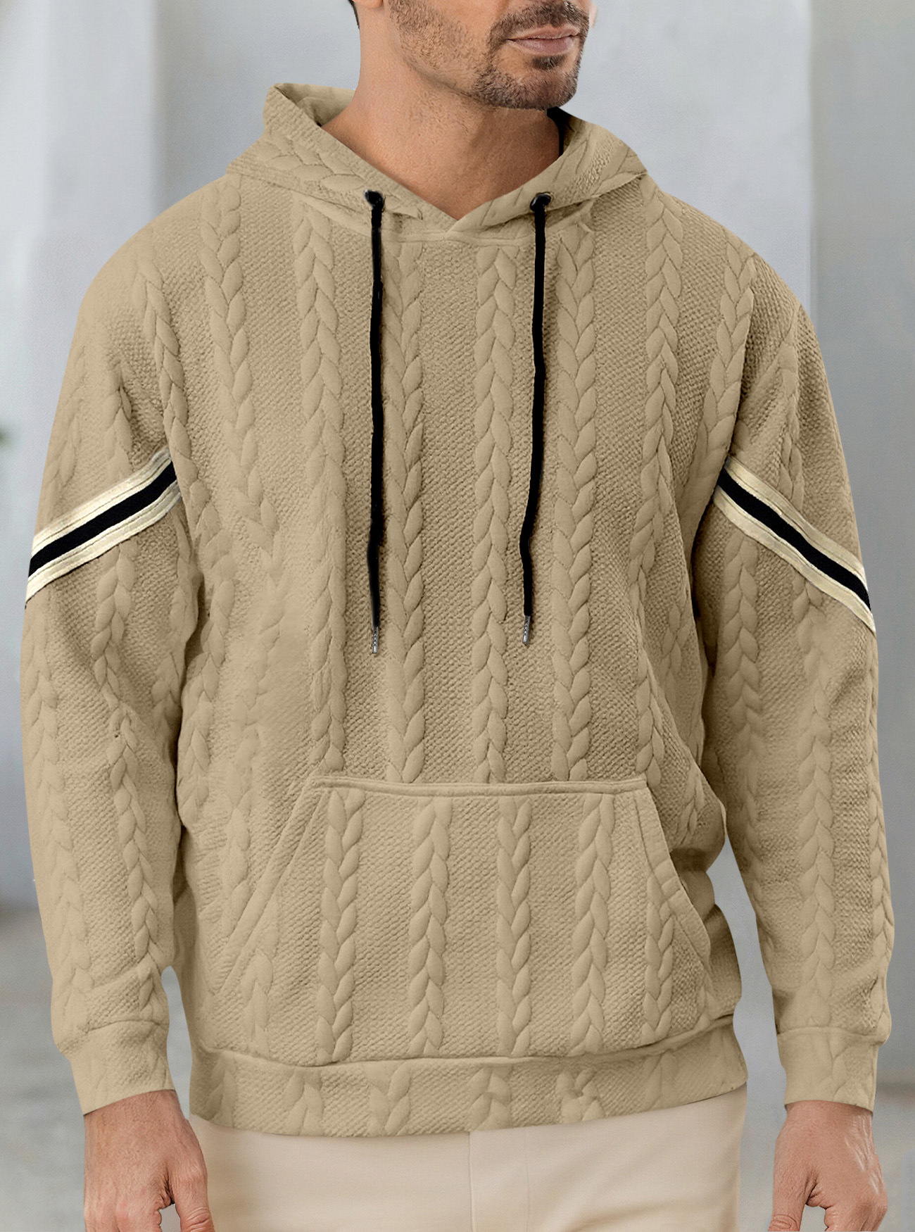 Herren Kapuzenpullover Im Europäischen Jacquard Design Leicht_voghion.com
