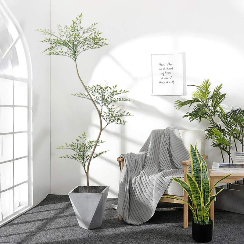 ✅假绿植装饰仿真南天竹室内盆栽大型落地摆件客厅仿生植物造景|undefined