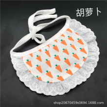可爱甜美花边宠物猫猫狗狗围嘴泰迪法斗金毛萨摩耶口水巾双面戴