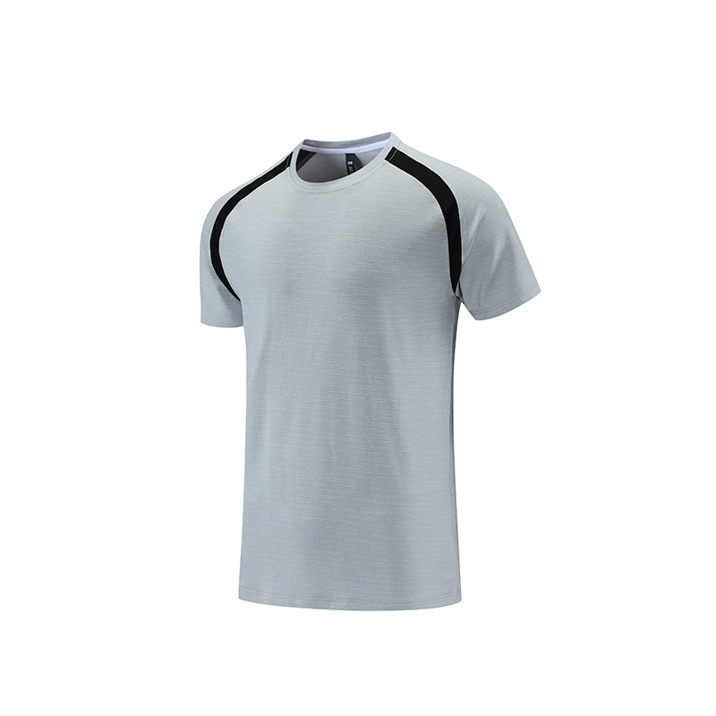 Verano nueva Camiseta deportiva casual para hombre costura elástica correr fitness transpirable manga corta hombres ropa de secado rápido al aire libre
