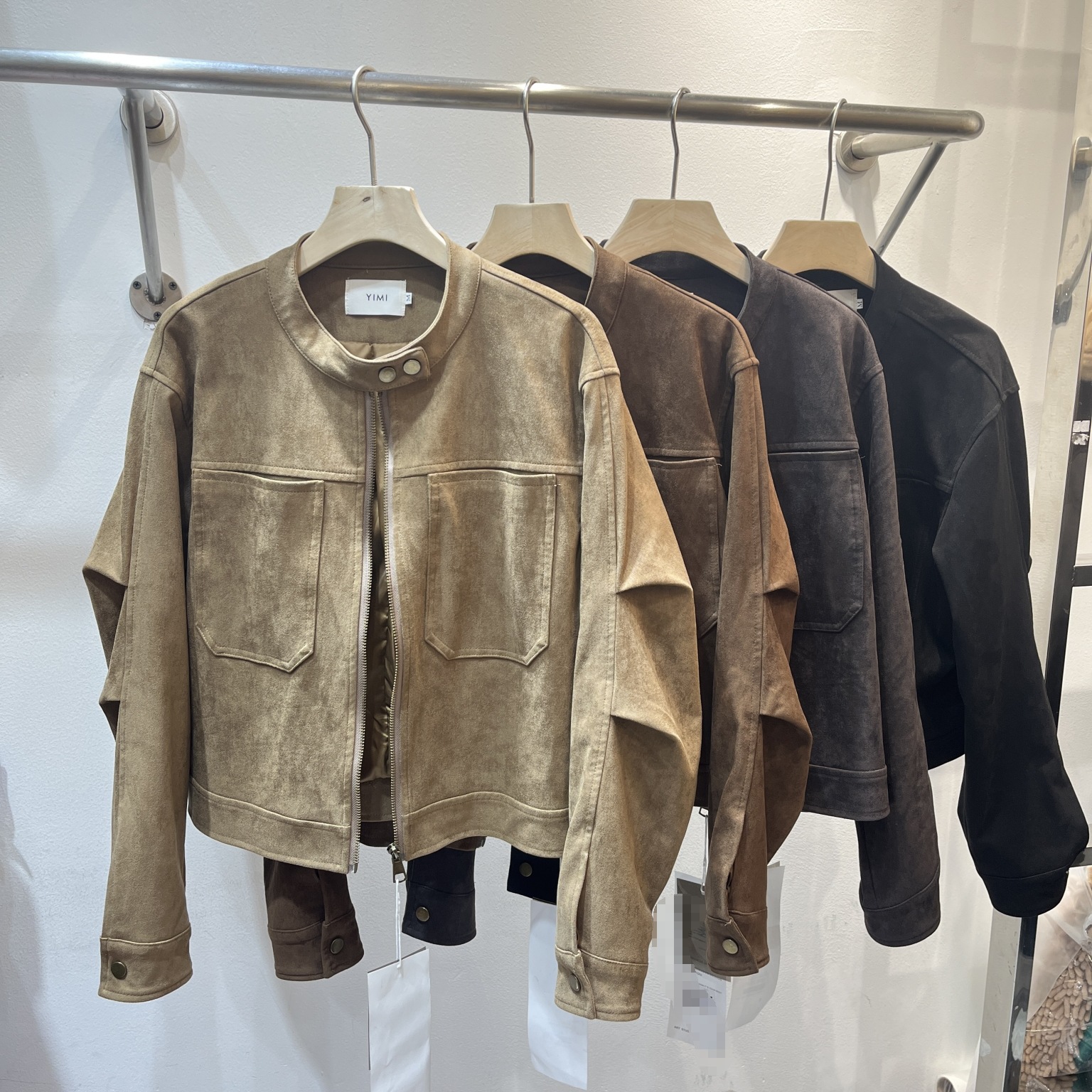 Stand Collar Suede Motorcycle Jacket Short Jacket for Women 2025 Autumn and Winter New Sweet and Cool Style Small Splicing Jacket Top