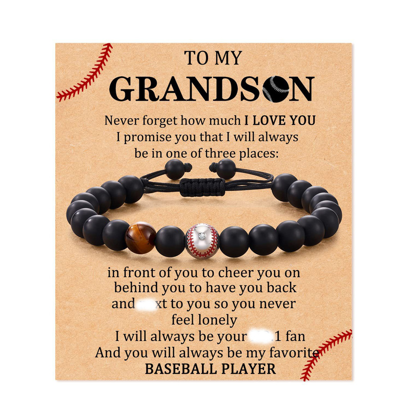 Football beaded bracelet to my son gift black frosted coach football bracelet Tiger Eye baseball bracelet